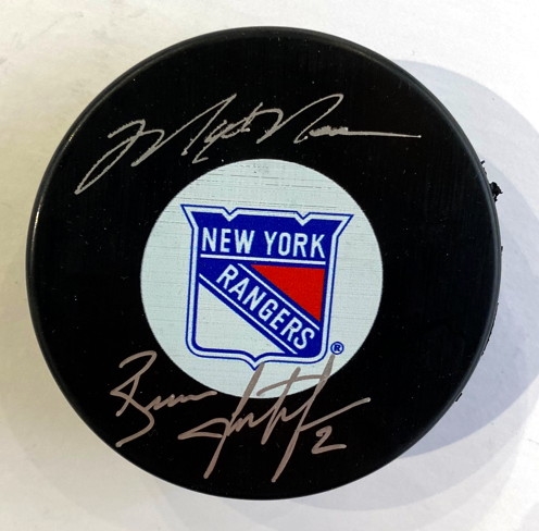 Mark Messier & Brian Leetch New York Rangers Signed Hockey Puck