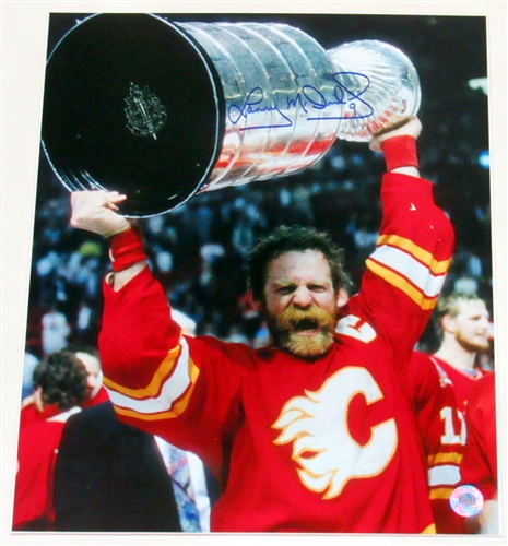 Lanny McDonald Calgary Flames Signed 11x14 Stanley Cup Photo (Flawed)