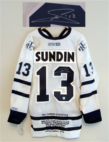 Mats Sundin Toronto Maple Leafs Signed Career Stats CCM Jersey LE 6/13 (Flawed)