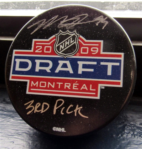 Matt Duchene Signed 2009 NHL Entry Draft Puck with 3rd Pick Note (Flawed)