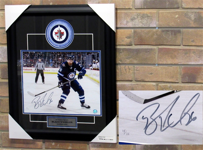 Blake Wheeler Winnipeg Jets Autographed Hockey Captain 20x24 Frame #18/26 (Flawed)