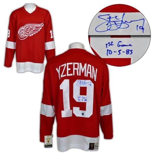 Steve Yzerman Detroit Red Wings Signed & Dated 1st Game Vintage Fanatics Jersey