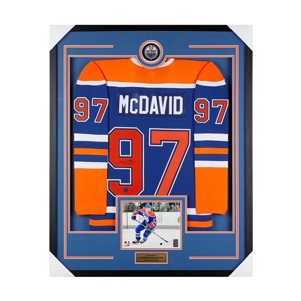 Connor McDavid Autographed Edmonton Oilers 34x42 Framed Jersey Display