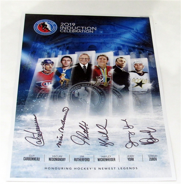 2019 Hockey Hall of Fame Induction Print Signed by 6 Inductees - Zubov, Carbonneau + 4 More