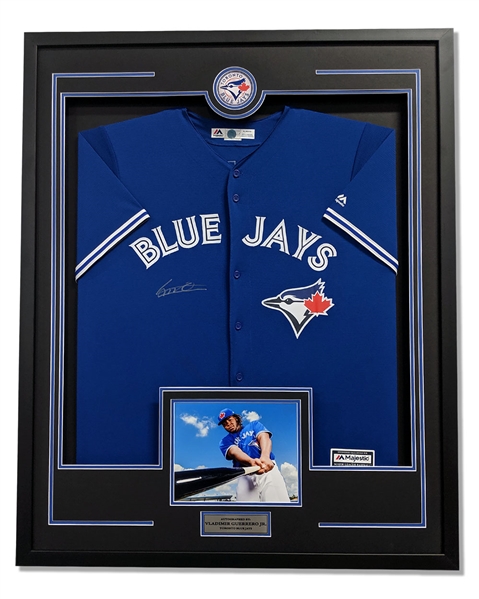 Vladimir Guerrero Jr Signed Toronto Blue Jays 36x44 Framed Jersey Display