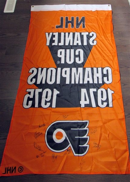 1975 Philadelphia Flyers Signed Stanley Cup Banner by 10 (Flawed)