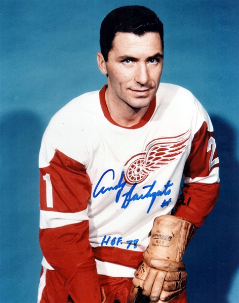 Andy Bathgate Detroit Red Wings Autographed 8x10 Photo with HOF 78 Note
