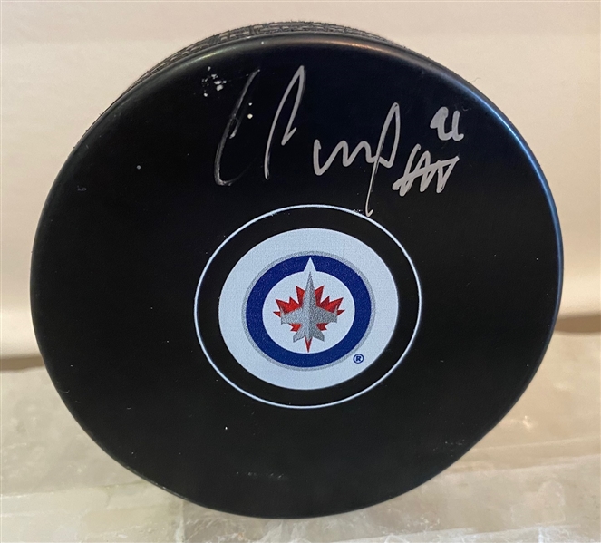 Cole Perfetti Winnipeg Jets Autographed Hockey Puck (Flawed)