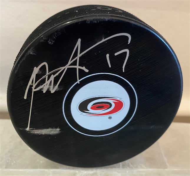 Rod BrindAmour Carolina Hurricanes Autographed Hockey Puck (Flawed)