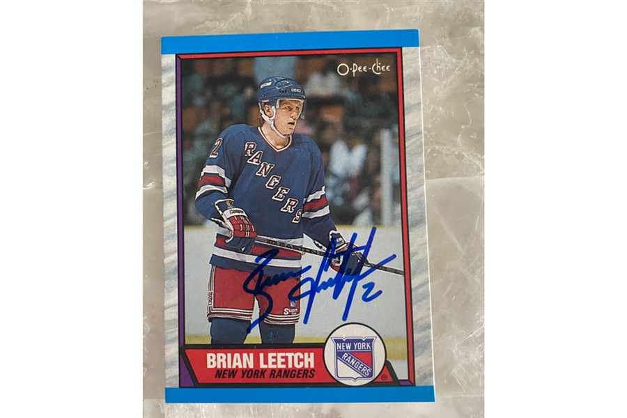 Brian Leetch New York Rangers Signed 1989 O-PEE-CHEE Trading Card #136