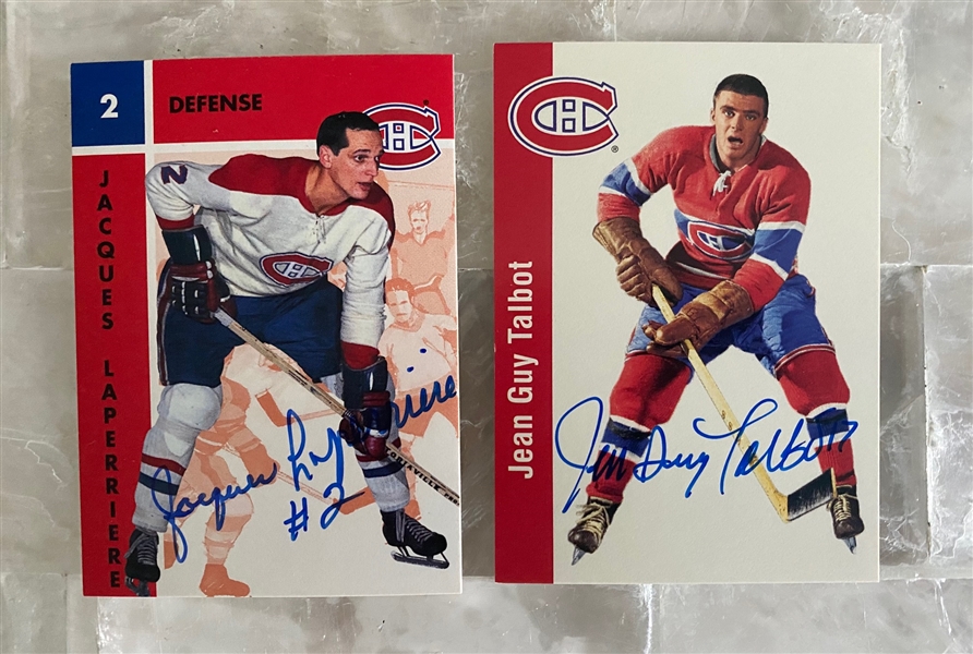 Jacques Laperriere & Jean Guy Talbot Montreal Canadiens Signed Parkhurst Trading Cards