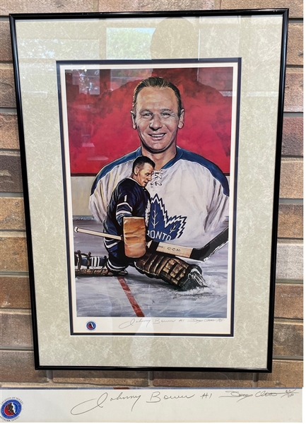 Johnny Bower Toronto Maple Leafs Signed Hall of Fame Limited Edition 18x25 Framed Print 62/200
