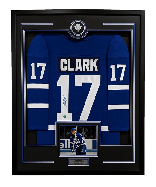 Wendel Clark Autographed Toronto Maple Leafs 36x44 Framed Jersey Display
