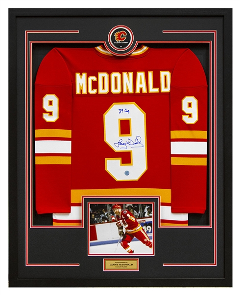 Lanny McDonald Autographed Calgary Flames 36x44 Framed Jersey Display