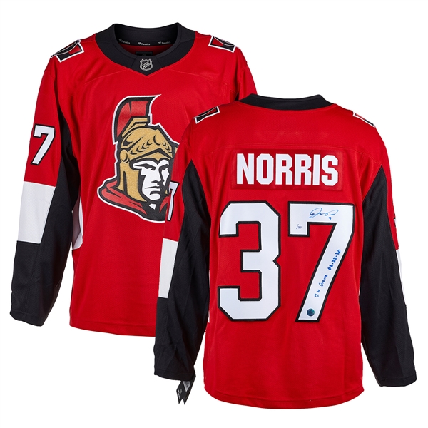 Josh Norris Ottawa Senators Signed & Dated 1st Game Fanatics Jersey #/38