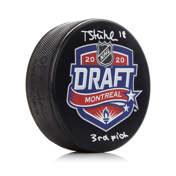 Tim Stutzle Signed 2020 NHL Entry Draft Puck with 3rd Pick Note