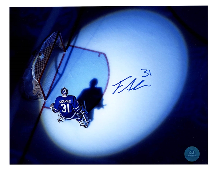 Frederik Andersen Toronto Maple Leafs Autographed Overhead Spotlight 8x10 Photo