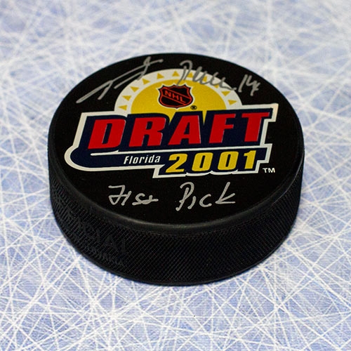 Tomas Plekanec Signed 2001 Draft Day Puck with 71st Pick Note