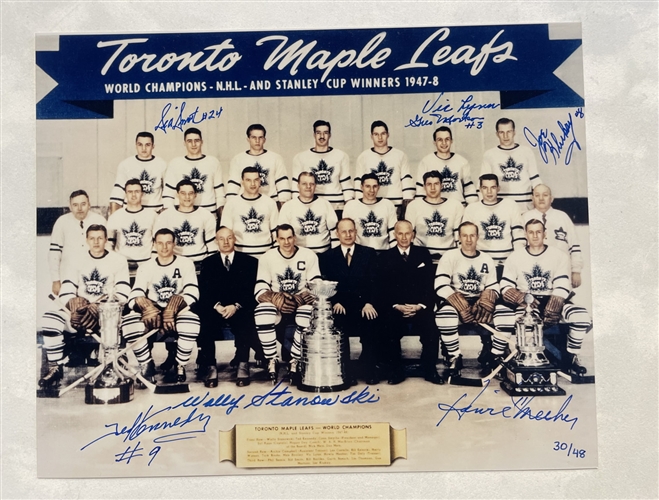 1947 Toronto Maple Leafs Stanley Cup Team Signed 8x10 Photo: 7 Autographs #30/48