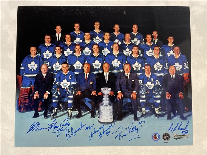 1967 Maple Leafs Stanley Cup Team Signed Photo by 5 - Bower, Kelly, Shack, Stanley, Conacher