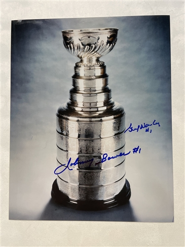 Johnny Bower & Gump Worsley Signed Stanley Cup 8x10 Photo