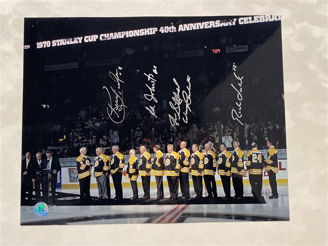 1970 Boston Bruins 40th Anniversary Stanley Cup Celebration Signed 11x14 Photo by 5 (Flawed)