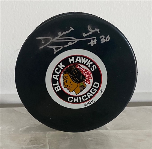 Denis DeJordy Chicago Blackhawks Signed Hockey Puck (Flawed)