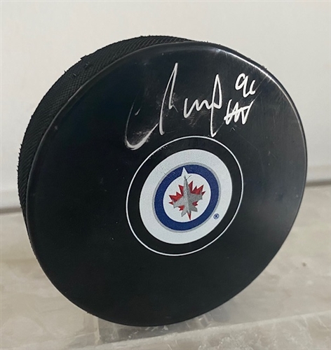 Cole Perfetti Winnipeg Jets Autographed Hockey Puck (Flawed)