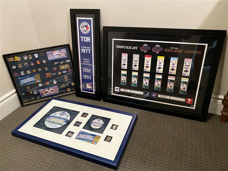 Lot of 4 Blue Jays Frames - World Series, Pin Collection (Flawed)