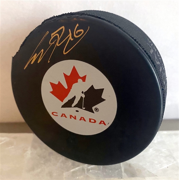 Connor Bedard Team Canada Signed Hockey Puck (Flawed)