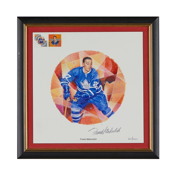 Frank Mahovlich Toronto Maple Leafs Signed Canada Post Print 16x16 Frame #560/1027