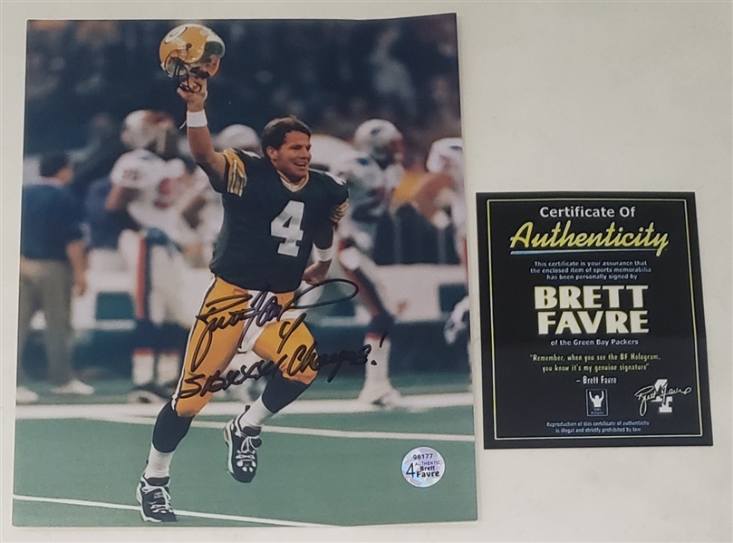 Brett Favre Autographed Green Bay Packers Super Bowl XXXI 8x10 Photo (Flawed)