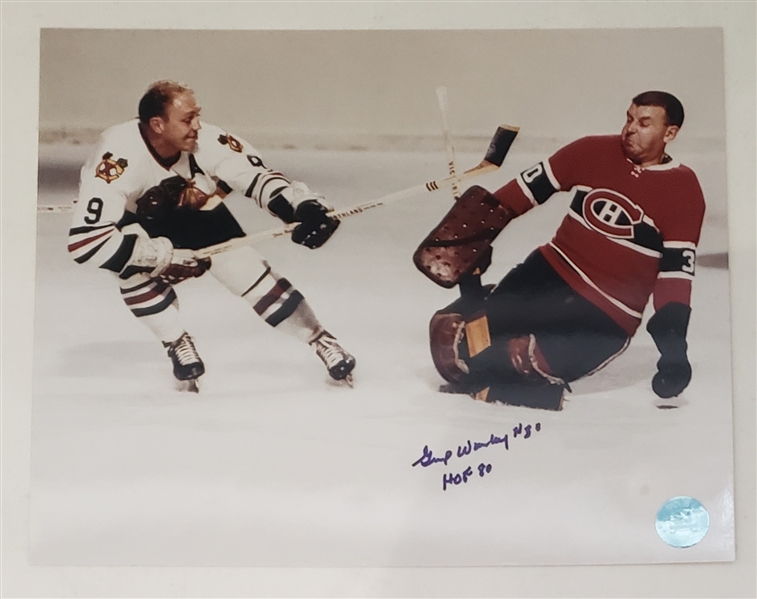 Gump Worsley Autographed Montreal Canadiens 8x10 Photo (Flawed)