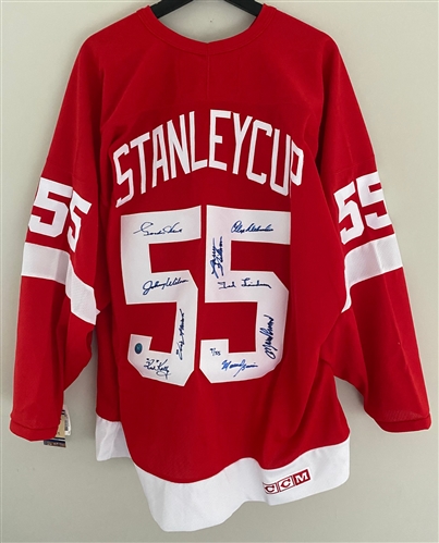 Detroit Red Wings 1955 Stanley Cup Team Signed Vintage CCM Jersey #9/55