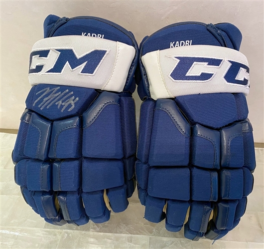 Nazem Kadri Toronto Maple Leafs Game Used & Signed CCM Hockey Gloves with MLSE+AJ COA