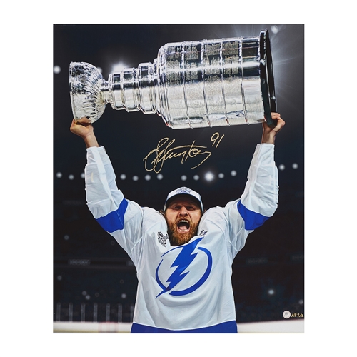 Steven Stamkos Signed Tampa Bay Lightning Stanley Cup 32x26 Art Canvas #AP 2/2