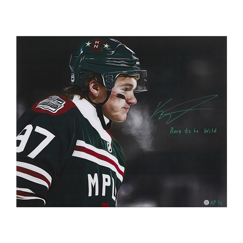 Kirill Kaprizov Signed Minnesota Outdoor Game 26x32 Art Canvas with Wild Note #AP 1/1