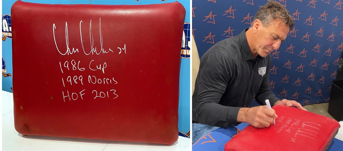 Chris Chelios Montreal Canadiens Signed & Inscribed Original Seat Bottom from the Old Forum