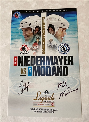 2021 Hockey Hall of Fame Legends Classic 11x17 Poster Signed By Scott Niedermayer & Mike Modano