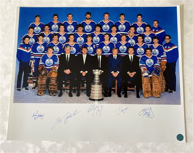 Messier, Kurri, Coffey, Moog, Huddy Edmonton Oilers Signed 1984-85 Stanley Cup 16x20 Photo