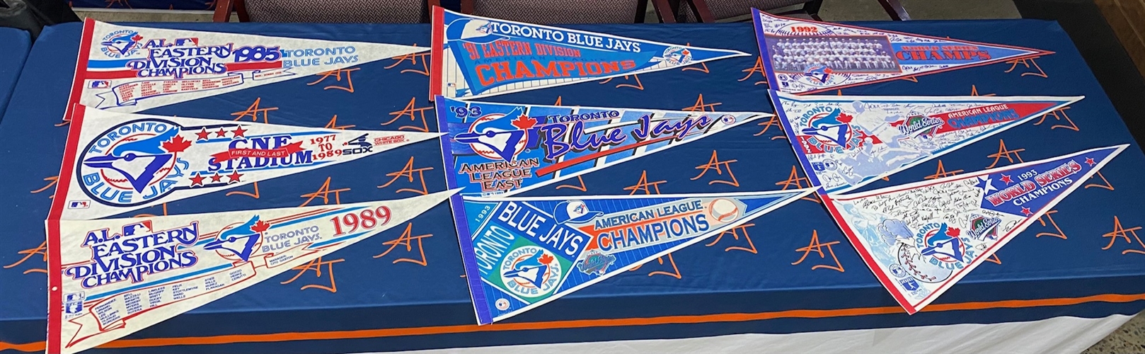 Toronto Blue Jays Lot of 9 Vintage Pennants From The Club’s History 