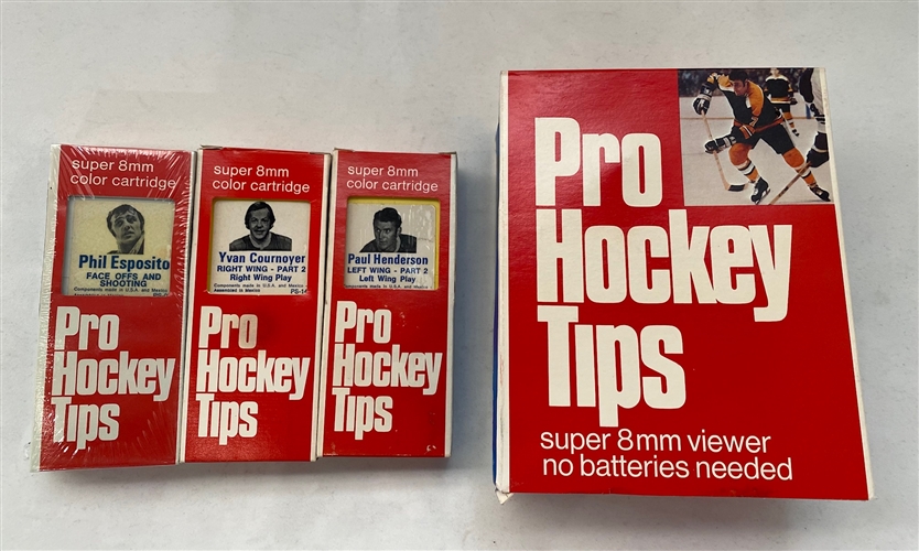 Vintage Pro Hockey Tips 8mm Film Action Viewer in Box with 3 Player Cartridges – 1970s Era
