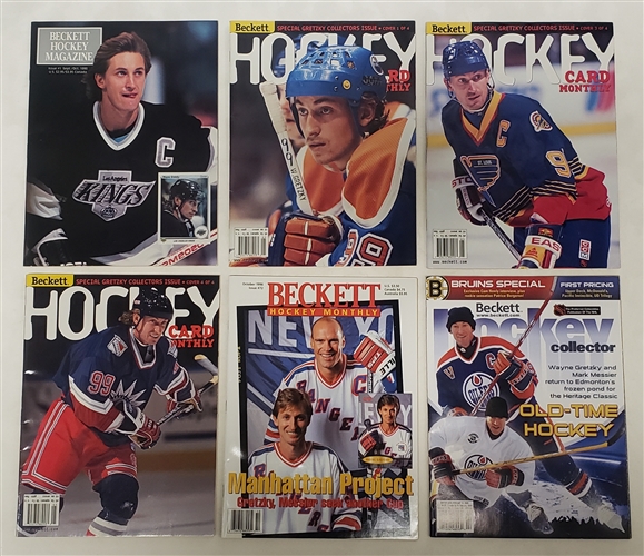 Wayne Gretzky Lot Of 6 Unsigned Beckett Hockey Magazines Including Issue #1