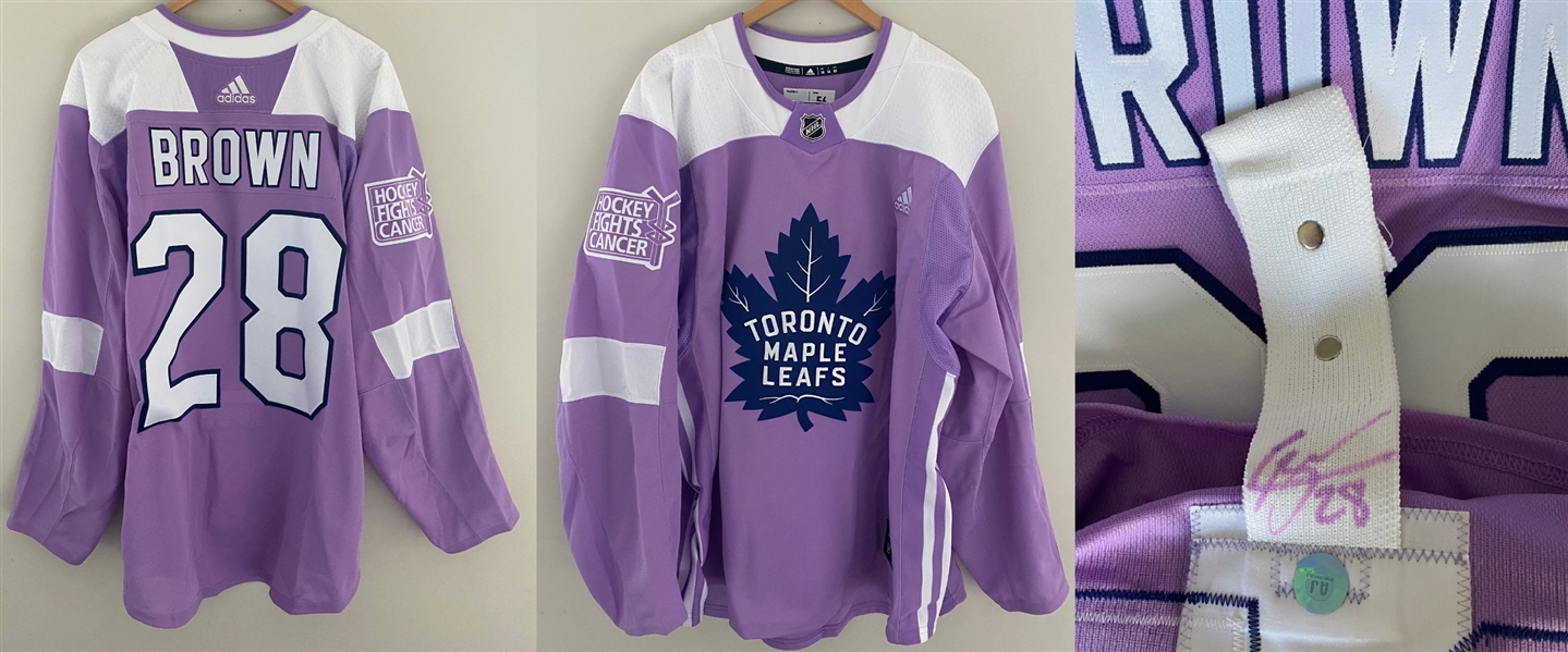 Connor Brown Toronto Maple Leafs Signed Warm-Up Worn Adidas Hockey Fights Cancer Jersey