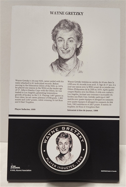 Wayne Gretzky NHL Alumni Association Hall Of Fame Inductee Display Plaque