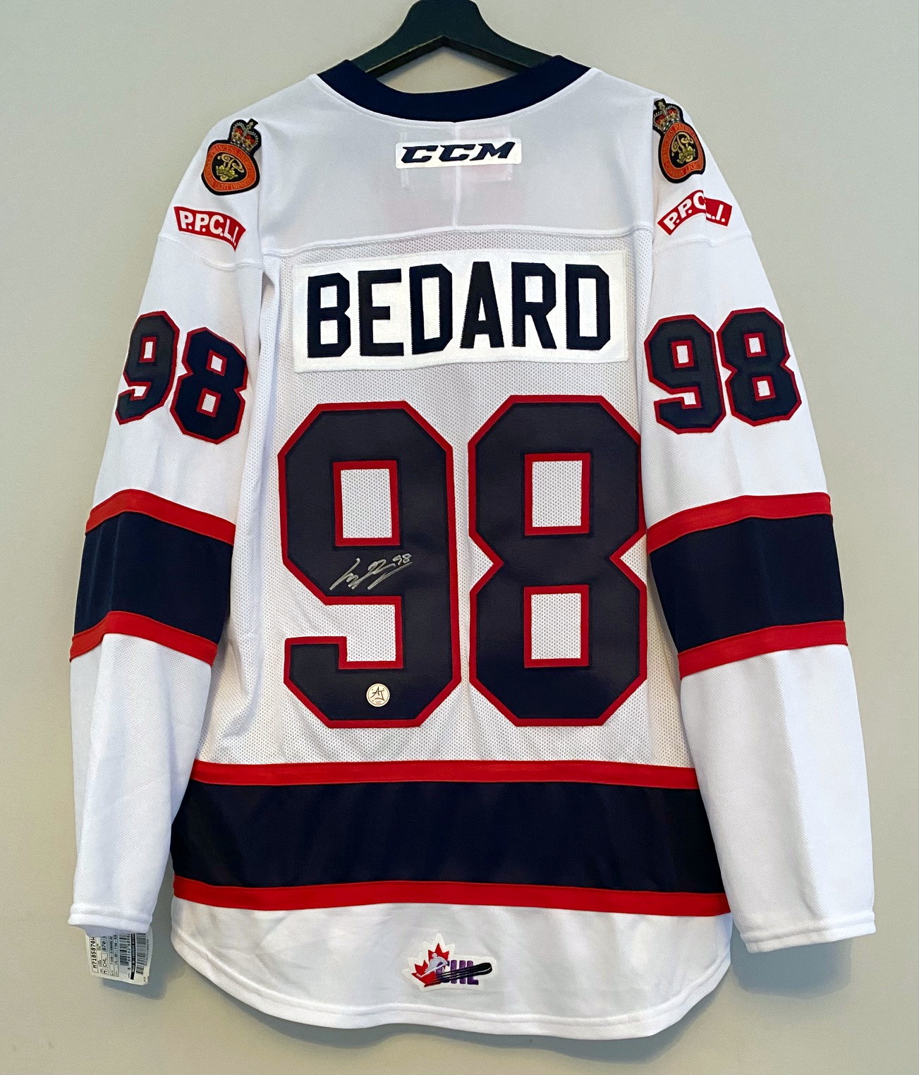 AJ Sports  Connor Bedard Signed Regina Pats Alt Red Pro Model CCM Jersey