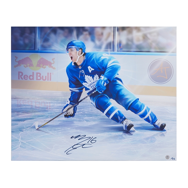 Mitch Marner Signed Toronto Hockey Action 26x32 Art Canvas #/25