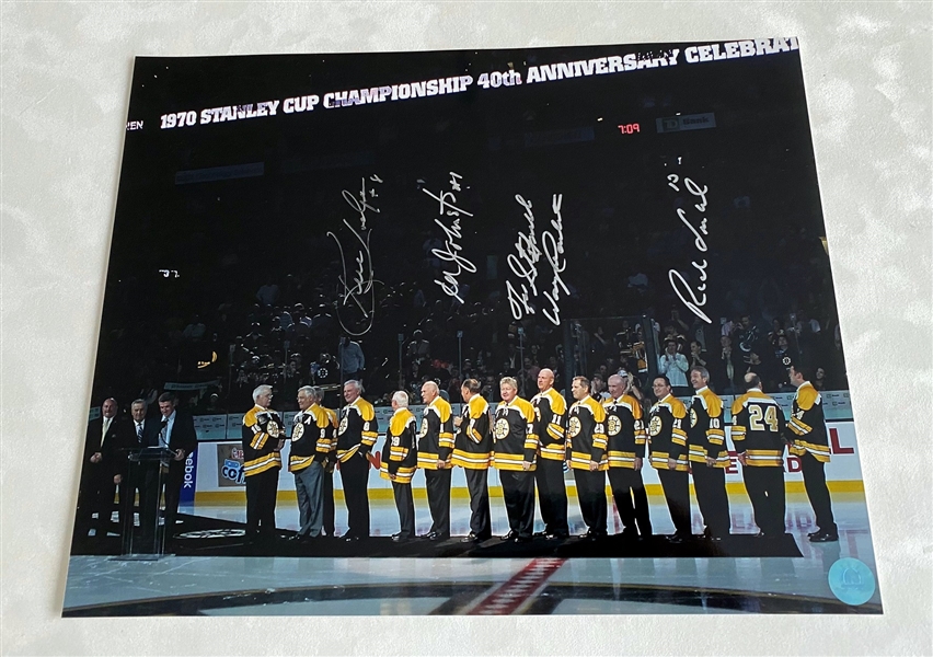 1970 Boston Bruins 40th Anniversary Stanley Cup Celebration Signed 11x14 Photo By 5