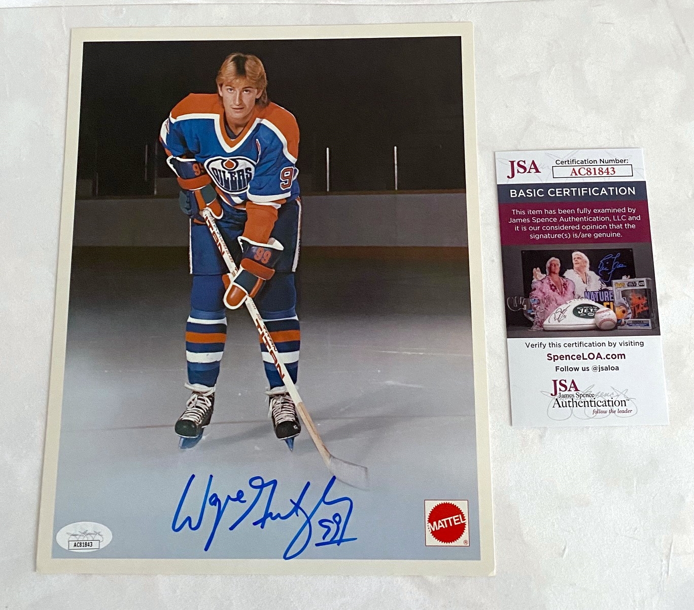 Wayne Gretzky Edmonton Oilers Autographed Mattel 8x10 Photo - Early Career Era Signature