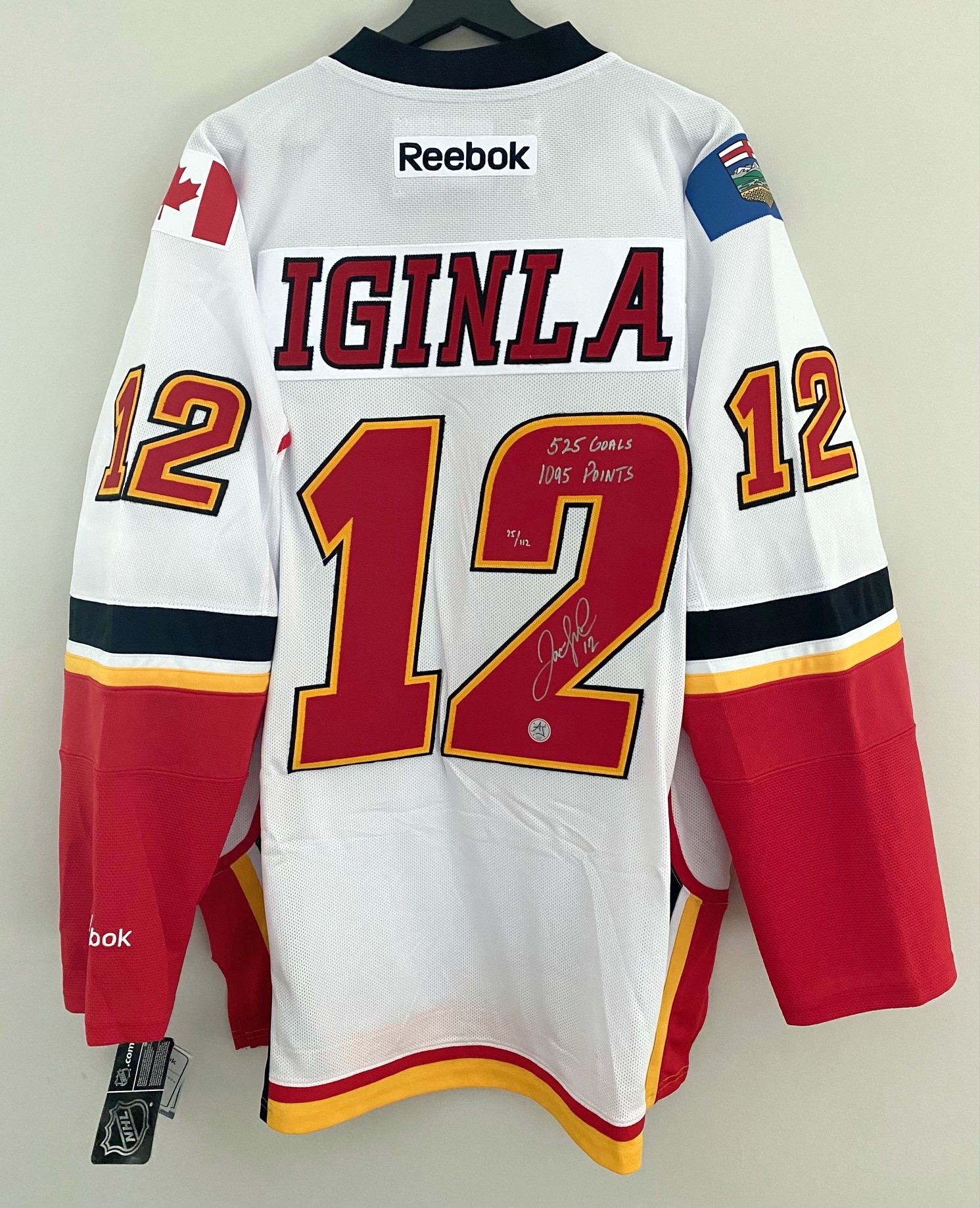 Jarome Iginla Calgary Flames Signed Reebok Jersey with 525 Goal 1095 Points Note #75/112
